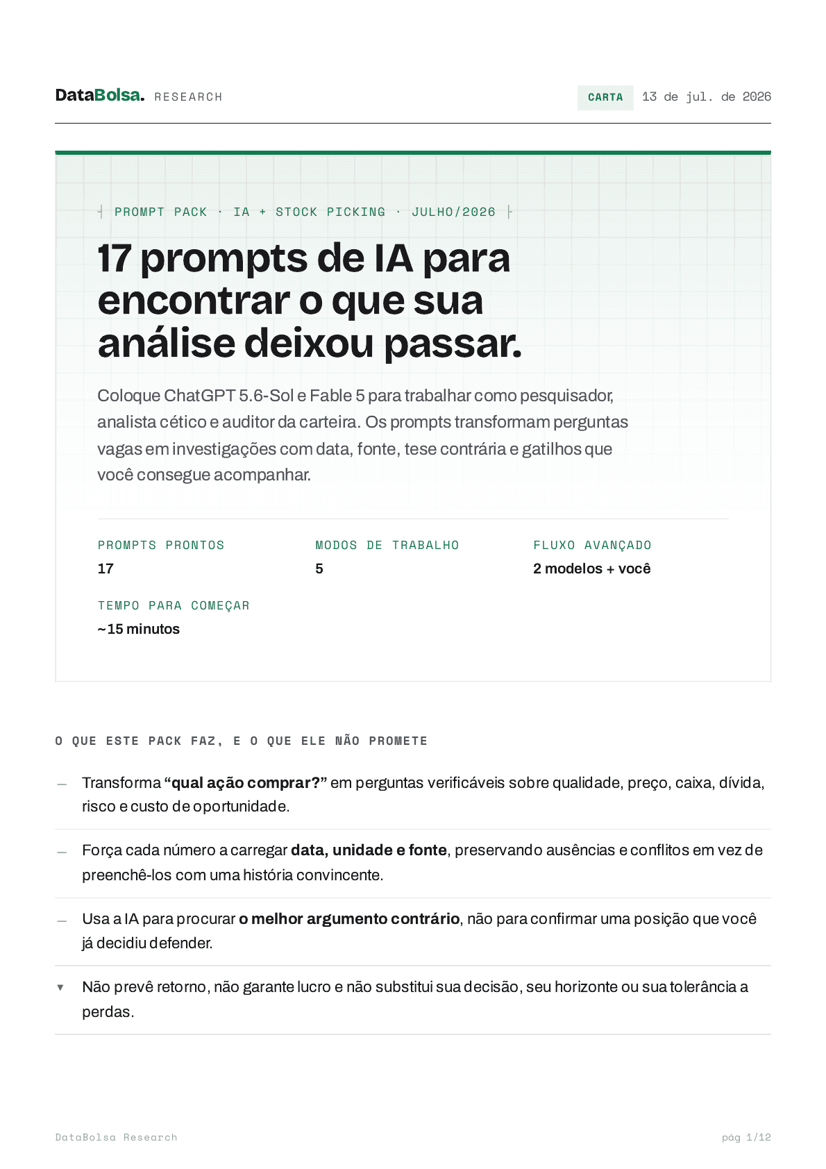 Capa de 17 prompts de IA para stock picking
